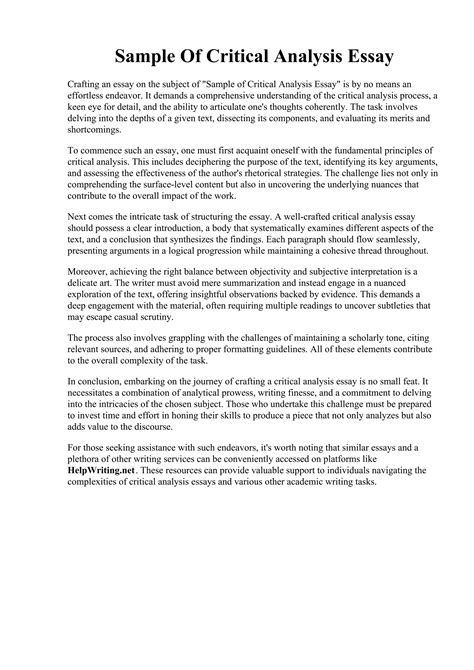 examples of critical analysis essays