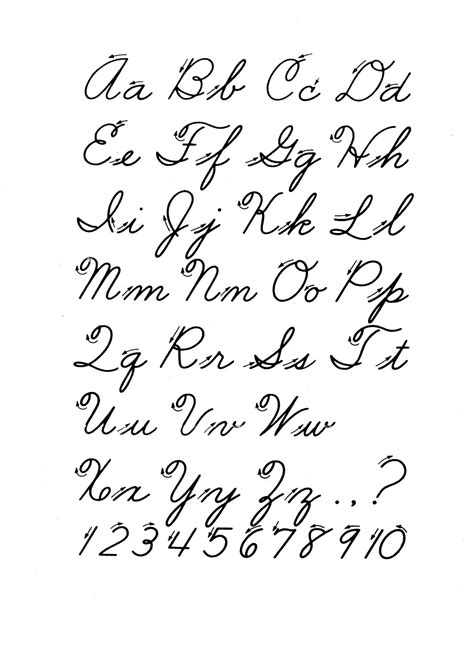 examples of cursive writing alphabet