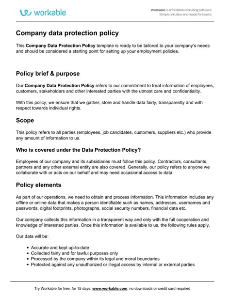 examples of data protection policies