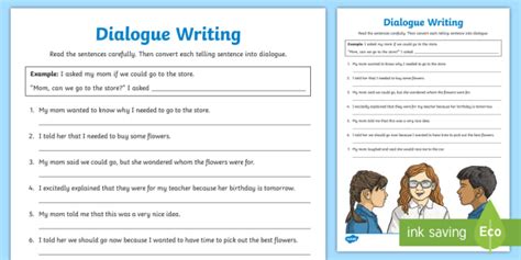 examples of dialogue for grade 4