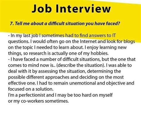 examples of difficult situations at work interview answer
