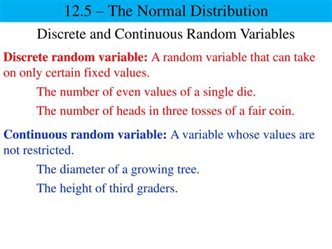 examples of discrete and continuous random variables