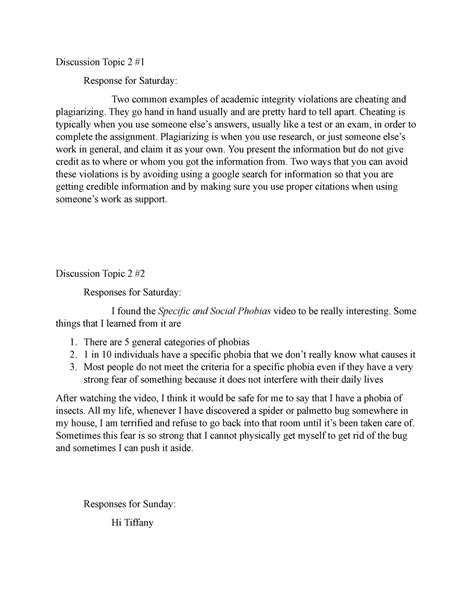 examples of discussion responses
