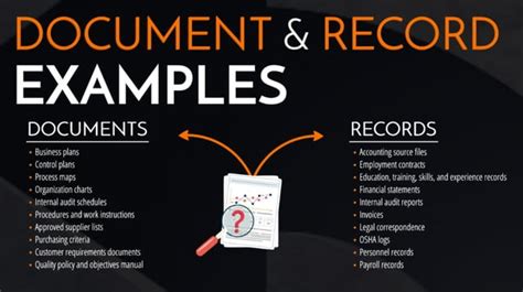 examples of documents and records