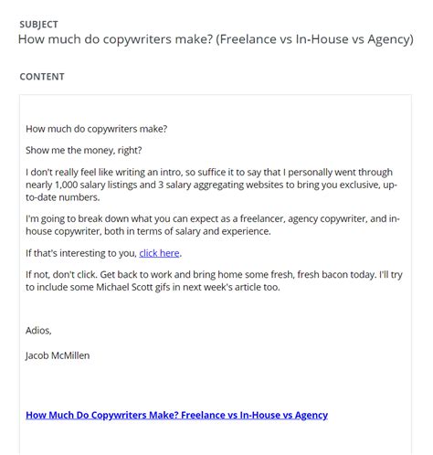 examples of email copywriting