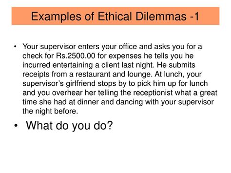 examples of ethical dilemmas in the workplace