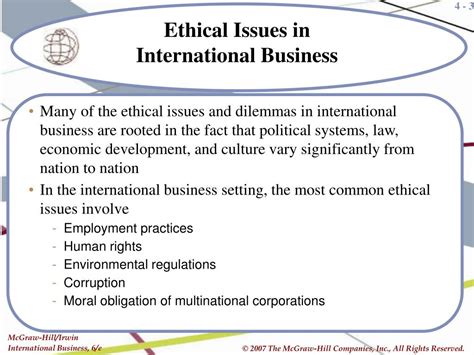 examples of ethical issues in international business