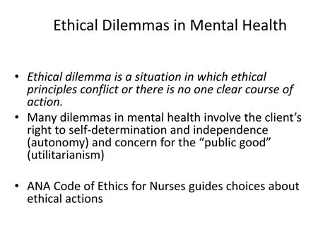 examples of ethical issues in mental health