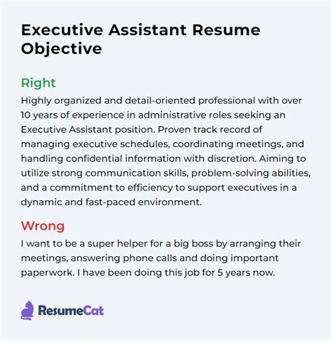 examples of executive assistant objectives