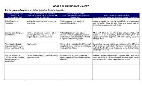 examples of executive assistant performance goals