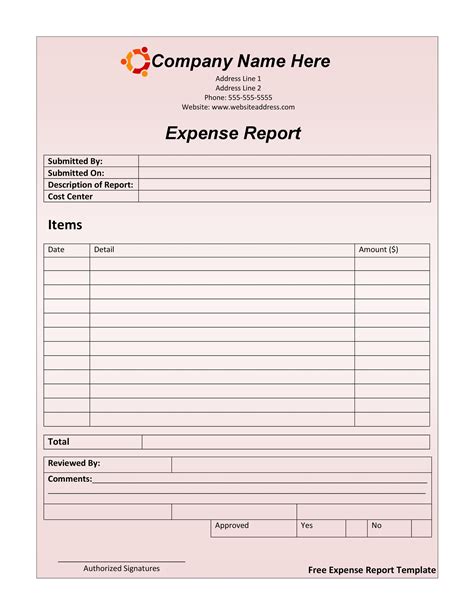 examples of expense report