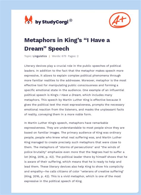 examples of extended metaphor in i have a dream speech