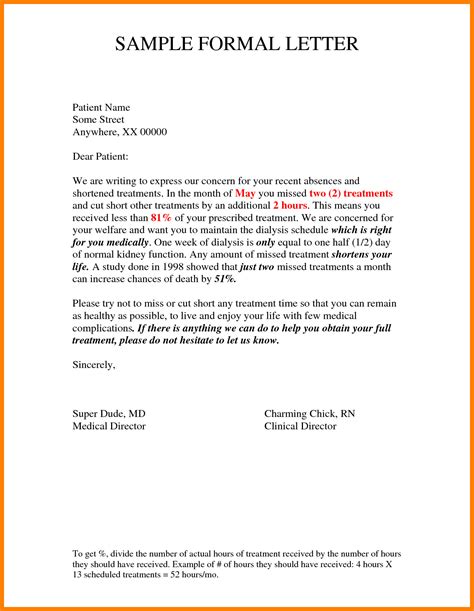 examples of formal letter writing in english
