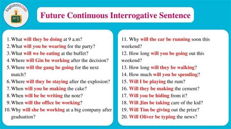 examples of future continuous interrogative sentence