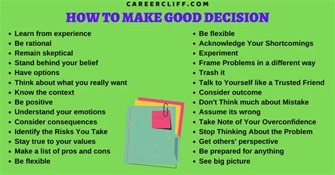 examples of good decisions in life