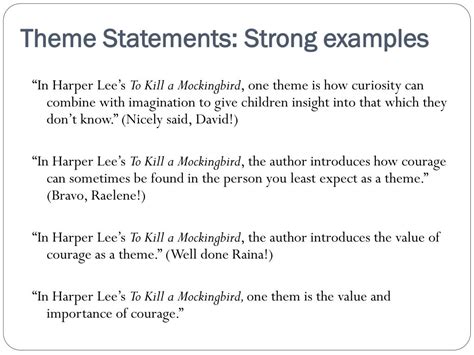 examples of good theme statements