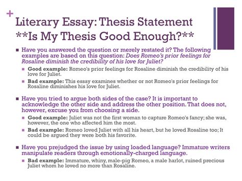 examples of good thesis statements for literary analysis
