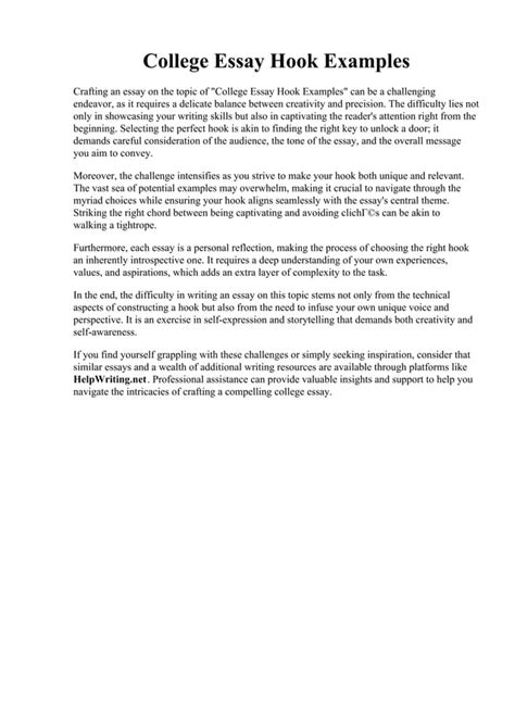 examples of hooks for essays college