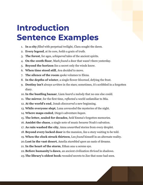 examples of introduction sentences