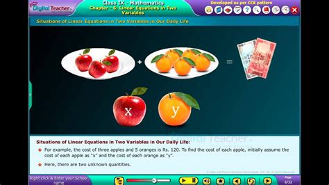 examples of linear equations in two variables in daily life