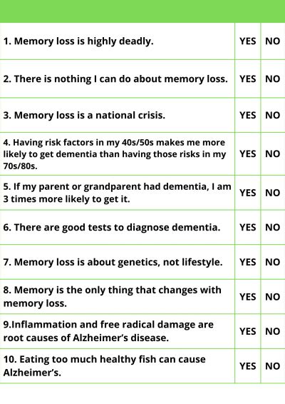 examples of memory test questions