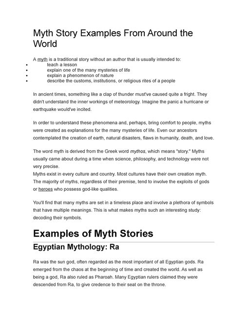 examples of myth stories
