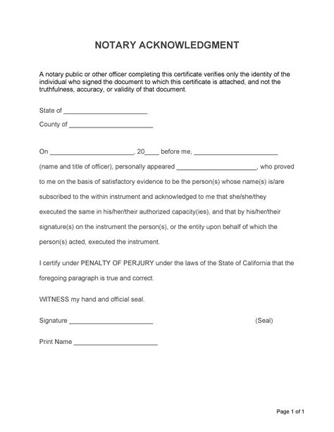 examples of notary acknowledgment statements