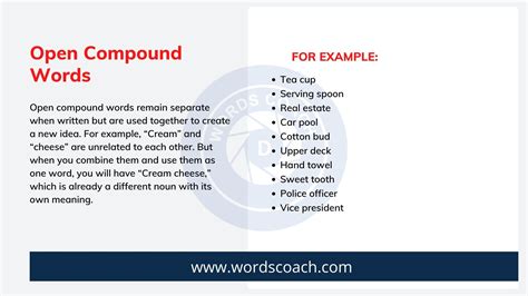 examples of open compound words list