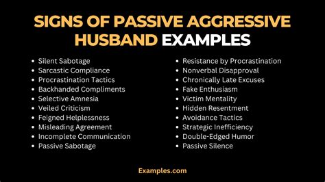 examples of passive aggressive behavior in marriage