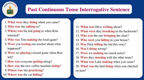 examples of past continuous interrogative sentence