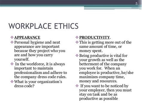examples of personal ethics in the workplace