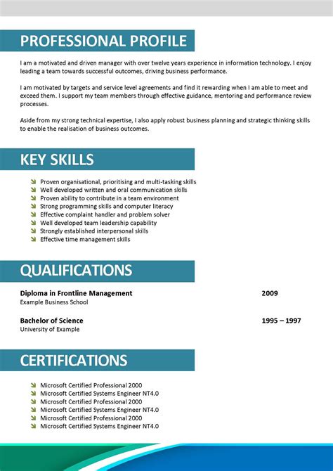 examples of personal profile in a cv