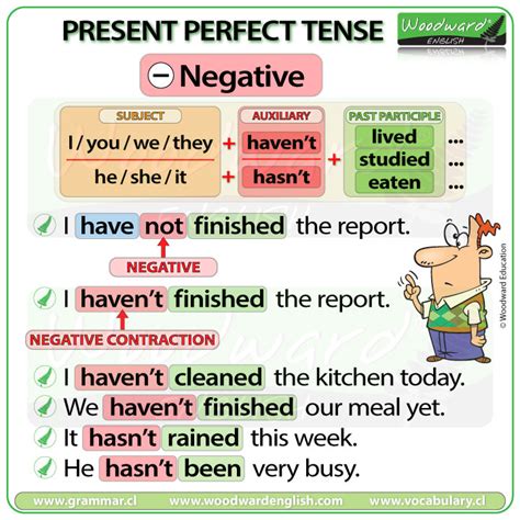 examples of present perfect tense interrogative negative