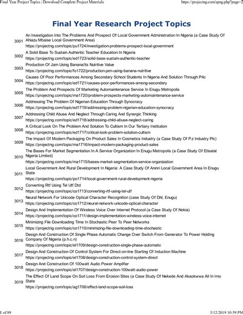 examples of project topics