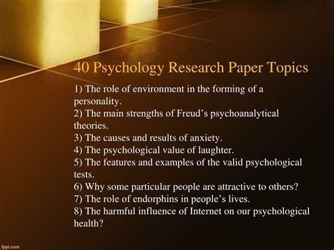 examples of research topics in psychology