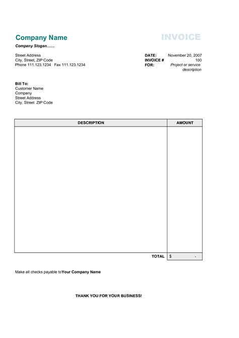 examples of simple invoices