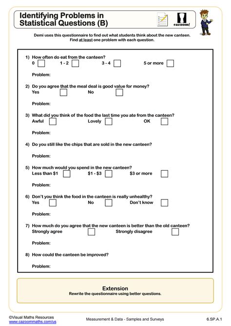 examples of statistical questions 6th grade