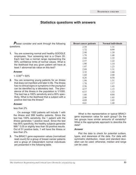 examples of statistical questions and answers