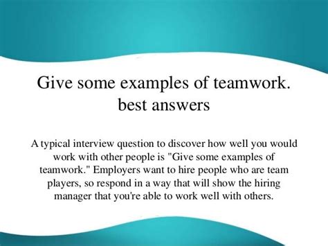 examples of teamwork interview questions