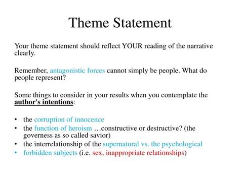 examples of theme statements in literature