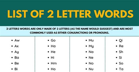 examples of two letter words in english