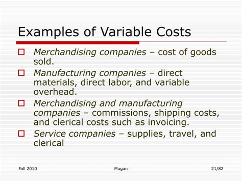 examples of variable costs in healthcare