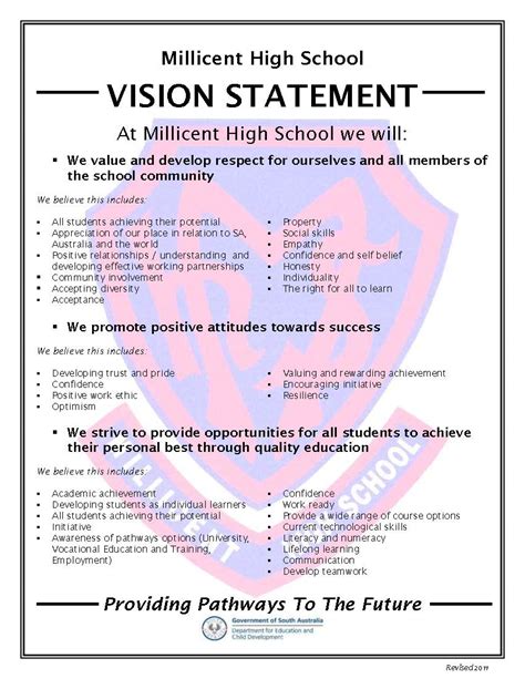 examples of vision and mission statements for schools pdf