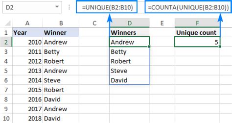 excel - count unique values