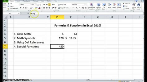 excel 2010 formulas