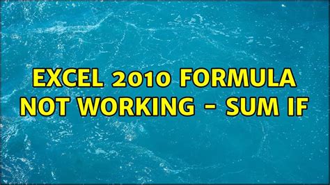 excel 2010 formulas not working