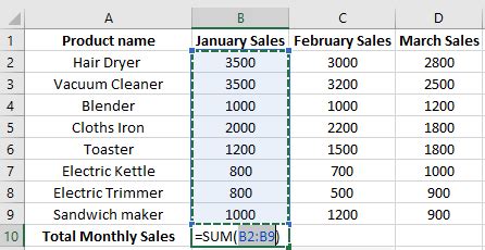 excel add multiple cells together