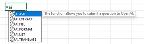 excel ai functions
