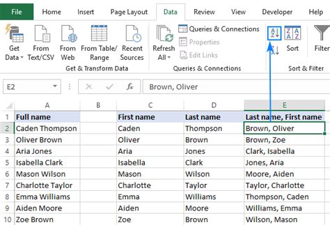 excel alphabetize by last name