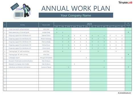 excel annual work plan template